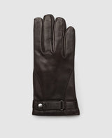 Gloves with snap fastener - Dark brown