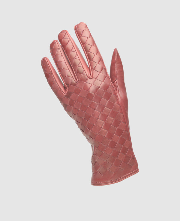 Woven leather gloves - Bordeaux