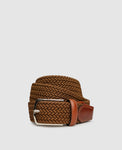 Elastic braided belt - Brown