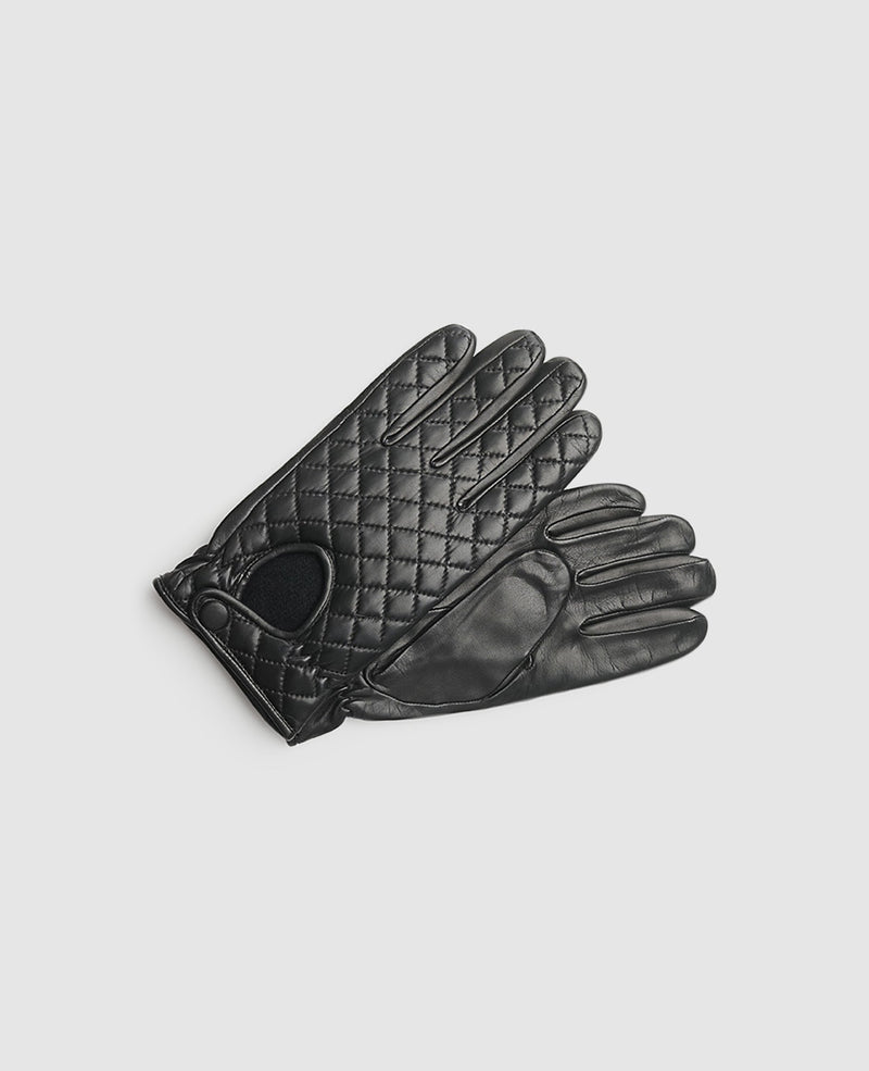 Gloves with check pattern - Black