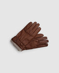 Leather gloves with cuff - Light brown