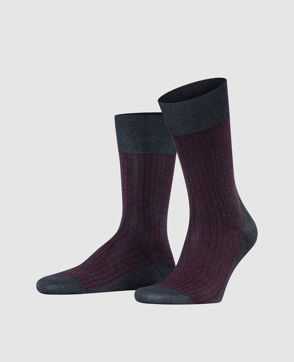Falke Oxford Stripe Men Socks - Anthracite Melange