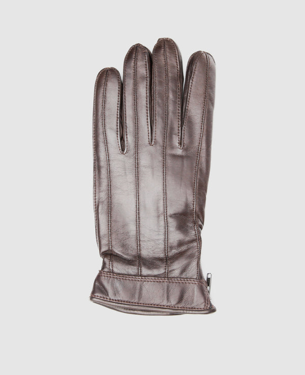 Gloves with zipper - Dark Brown