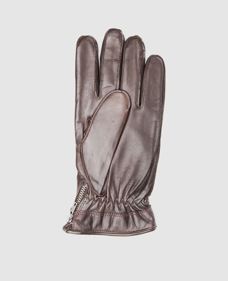 Gloves with zipper - Dark Brown