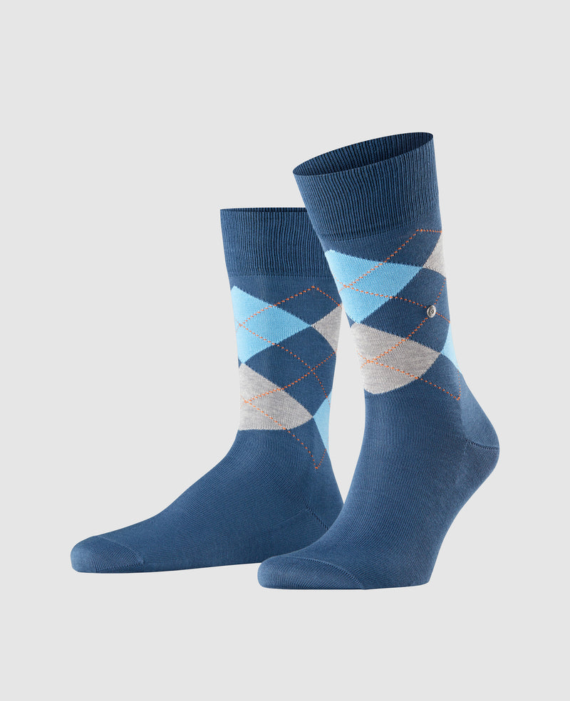 Burlington Manchester Men's Socks - Blue Peel