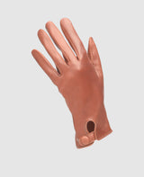 Gloves with button - Red brown
