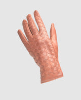 Woven leather gloves - Red brown