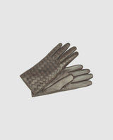 Woven leather gloves - Dark Brown