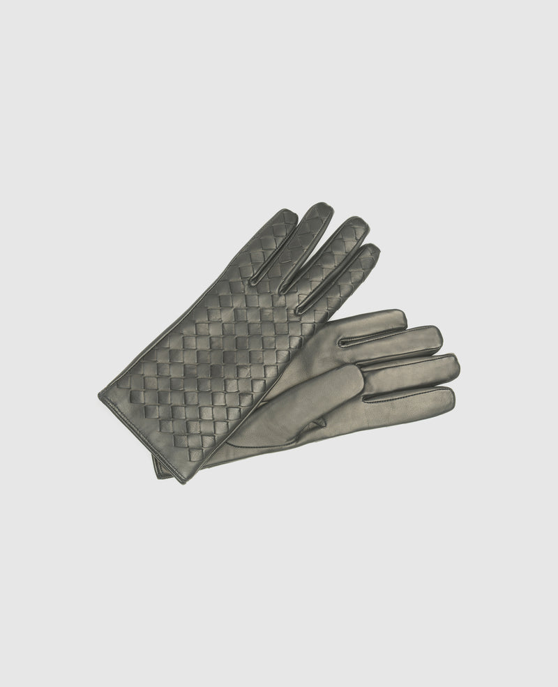 Woven leather gloves - Black