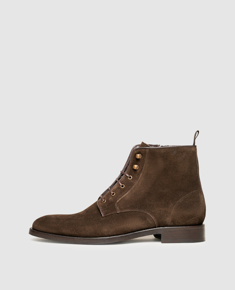 Blake-Stitched Men’s Lace-Up Boots in Velour | Henry Stevens | Shoepassion