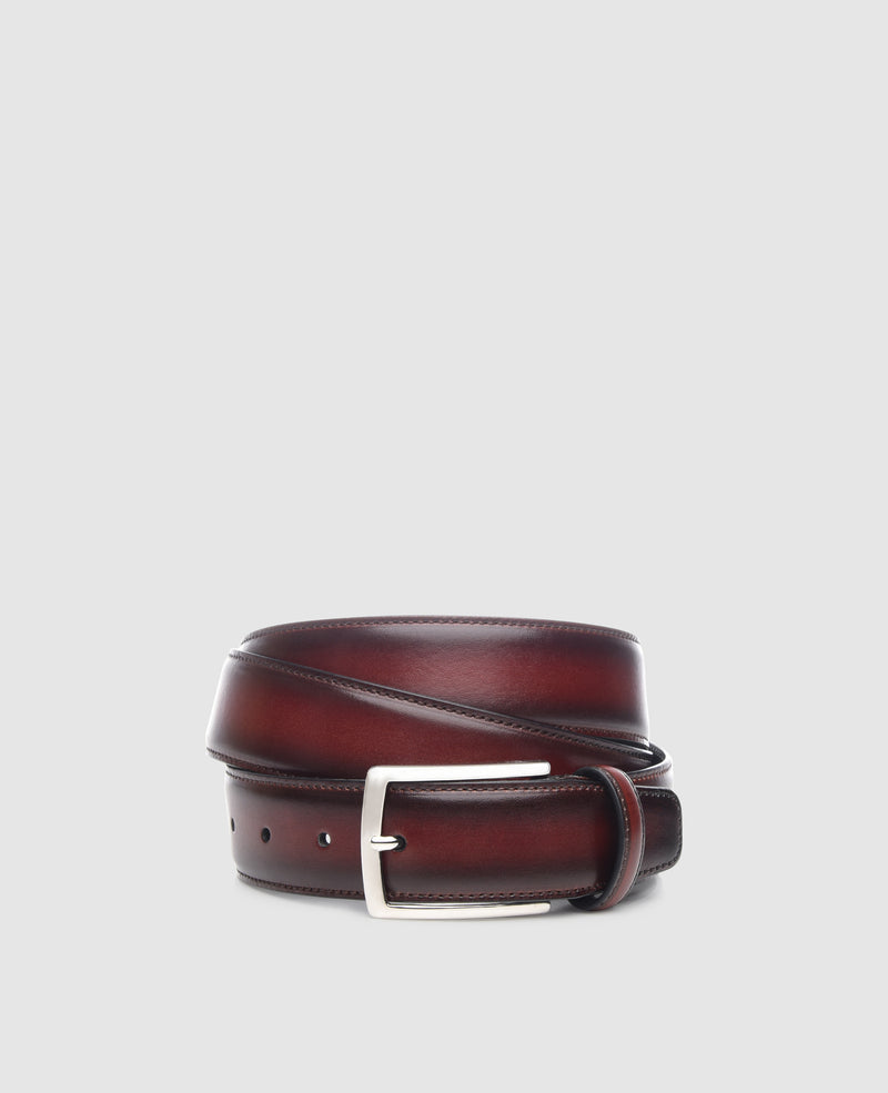 Men’s Patina belt in bordeaux - Bordeaux