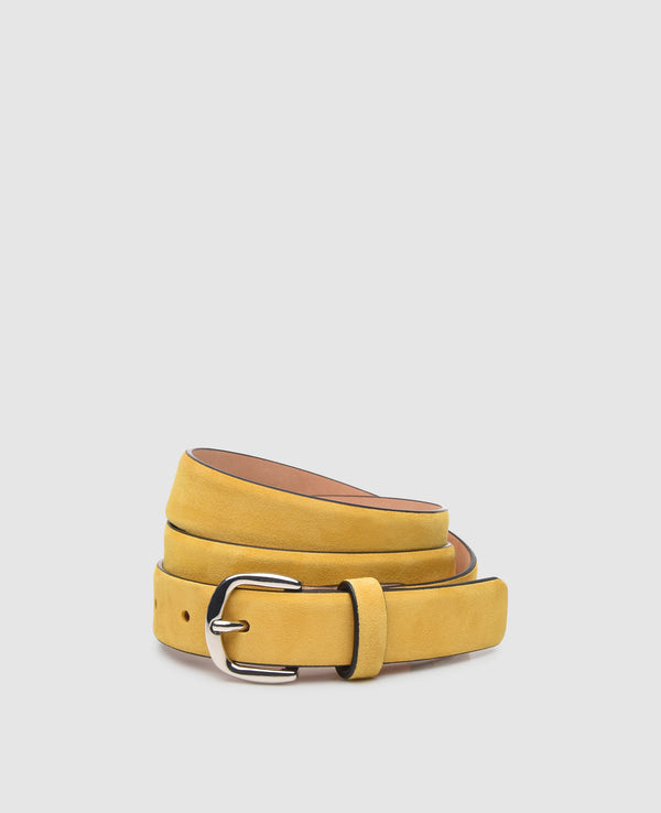 Velour Leather Belt in Yellow - Yellow