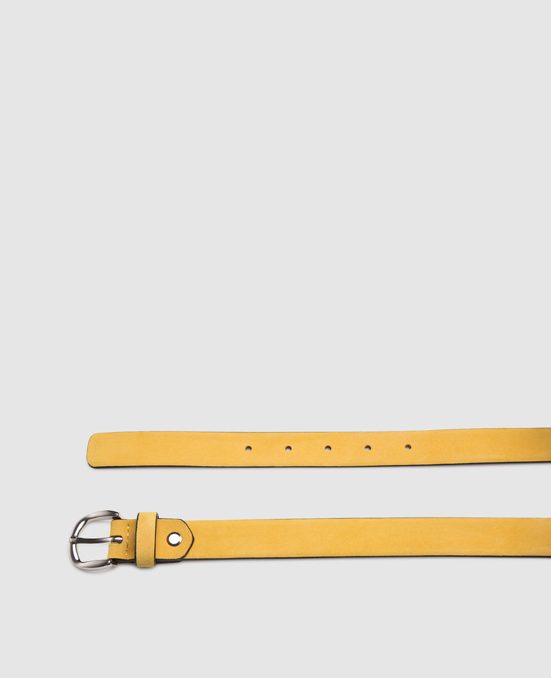 Velour Leather Belt in Yellow - Yellow