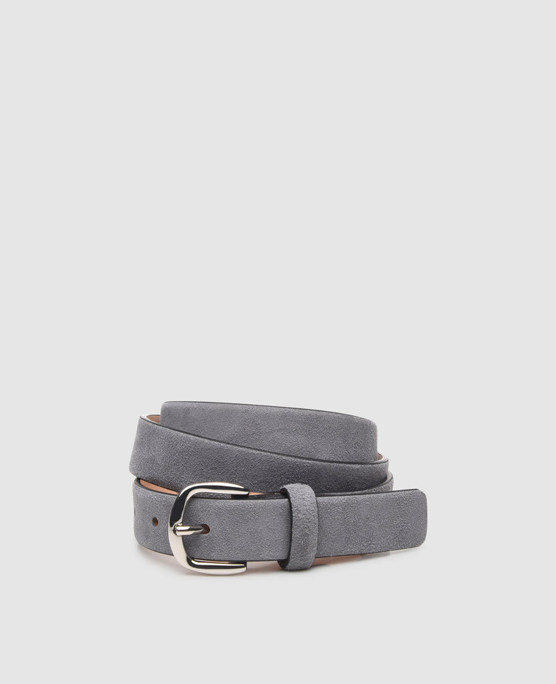 Velour Leather Belt in Gray - Grey
