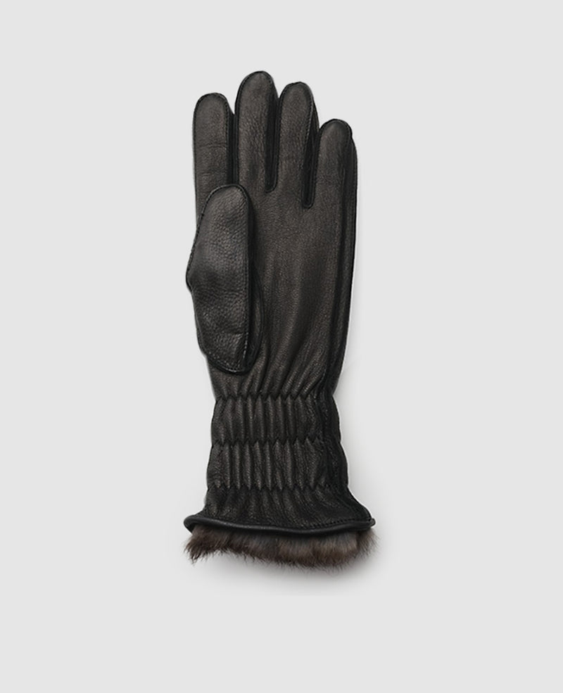 Winter leather gloves - Black