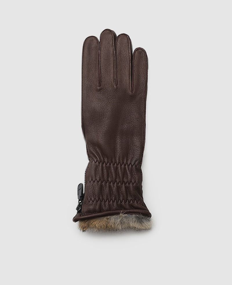 Winter leather gloves - Dark Brown