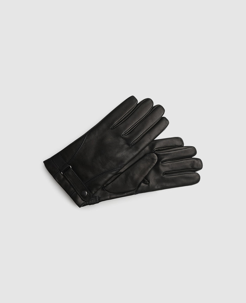 Gloves with button - Black