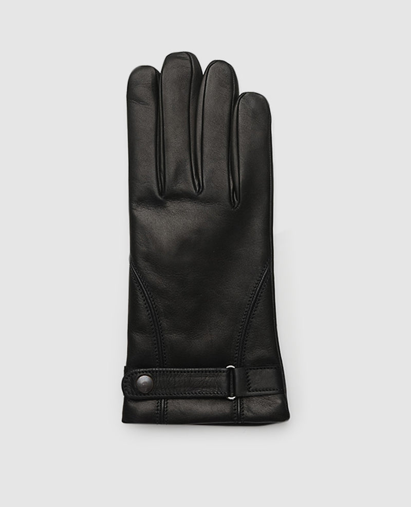 Gloves with button - Black