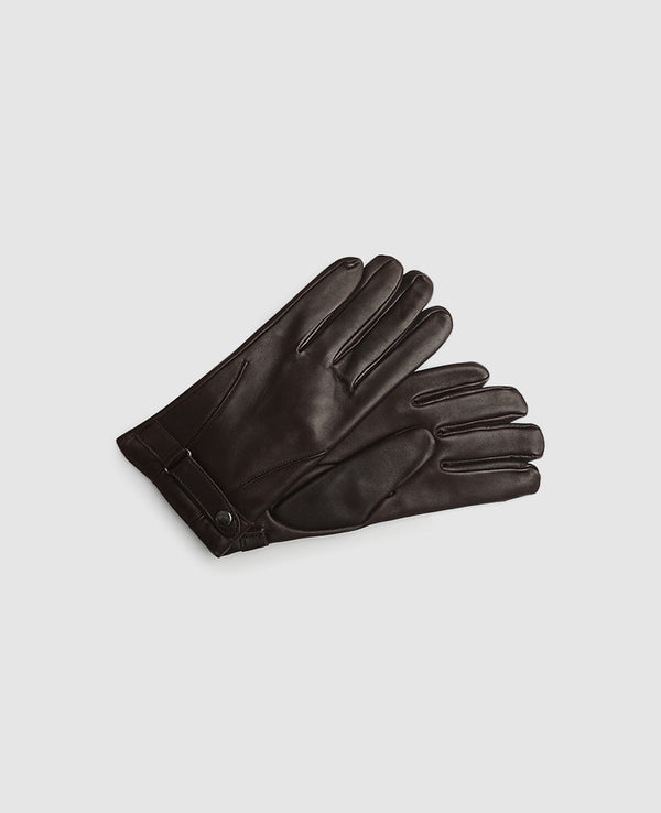 Gloves with button - Dark Brown