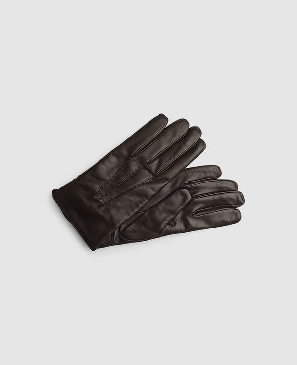 Gloves with stitching - Dark Brown