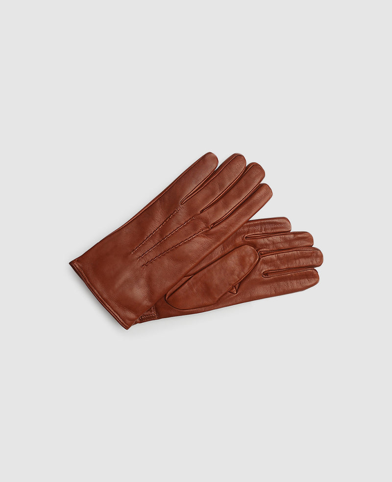 Gloves with stitching - Light Brown