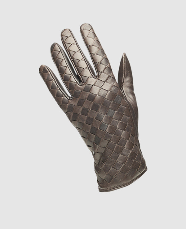 Men's Gloves with Quilting - Dark Brown