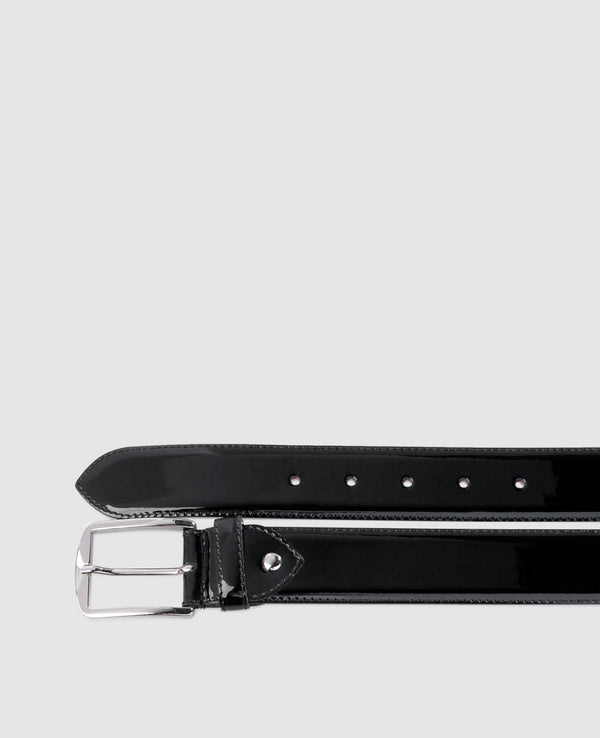 Men’s patent belt in black - Black