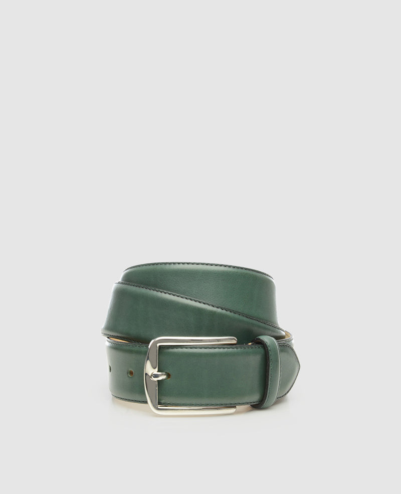 Men’s leather belt in green - Red